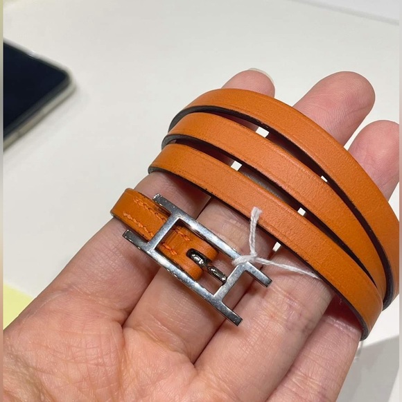 Hermes long leather bracelet w/ box